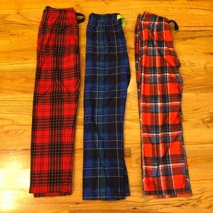 Boys plaid micro fleece pajama bottoms (3 pair)